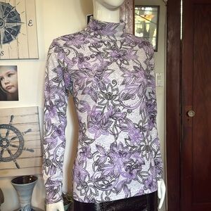 NWT Karen Scott size small Floral Print Women's Top - Purple and Gray